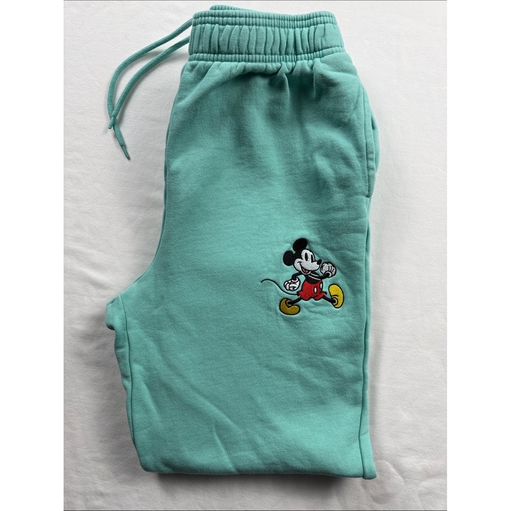 Disney Sweatpants Womens Size S Green Mickey Mouse Fleece Joggers